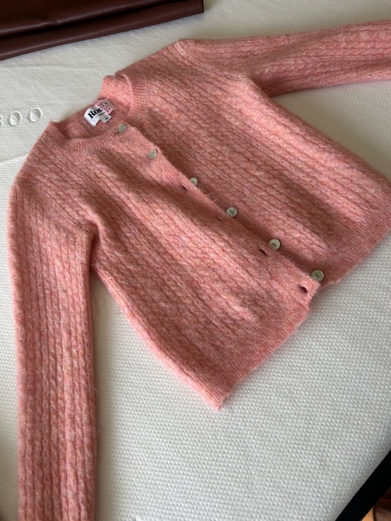 Rouje Sweaters - Rouje Peach-Pink Mohair Button Cardigan